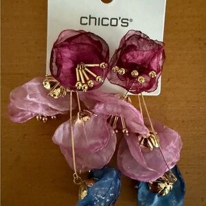 Chico's Pink and Blue Floral Earrings
